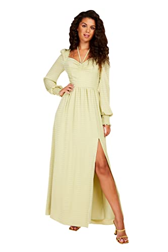 Little Mistress Damen Chartreuse Maxi Kleid für besondere Anlässe, Hellgrün, 42 von Little Mistress