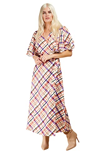 Little Mistress Damen Check Wrap Midaxi Kleid für besondere Anlässe, Multi, 40 von Little Mistress