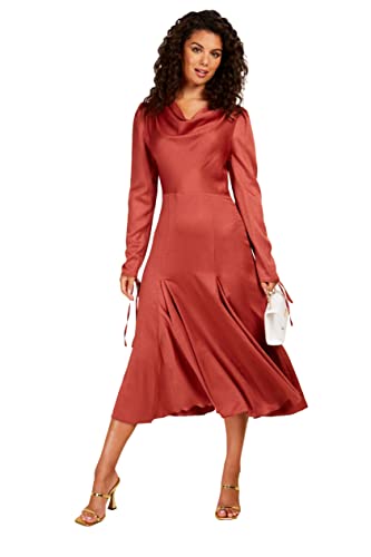 Little Mistress Damen Coral Satin Midaxi Kleid für besondere Anlässe, Korallenrose, 38 von Little Mistress