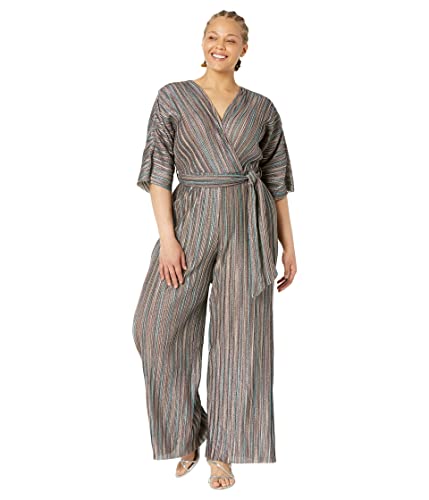 Little Mistress Damen Plisse Ausgestellter Jumpsuit, Mehrfarbig, 42 von Little Mistress