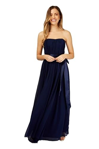 Little Mistress Damen Krawatte Taille Brautjungfer Maxikleid Kleid, Marineblau, 34 von Little Mistress