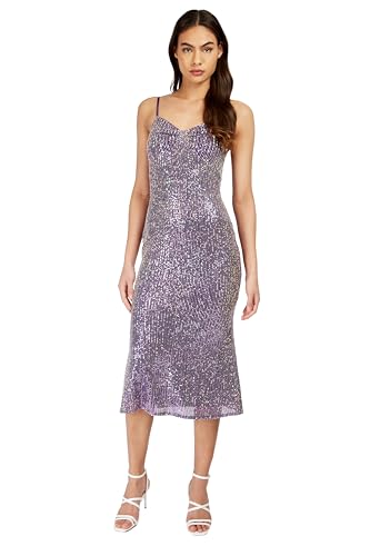 Little Mistress Damen Lila Pailletten Midi Kleid, fliederfarben/violett, 38 von Little Mistress