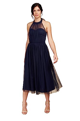 Little Mistress Damen Marineblau Midi mit Raffhalter Brautjungfernkleid, Navy, 44 von Little Mistress