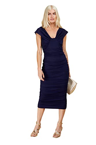 Little Mistress Damen Marineblaues Mesh-Midi Kleid, Navy, 42 von Little Mistress