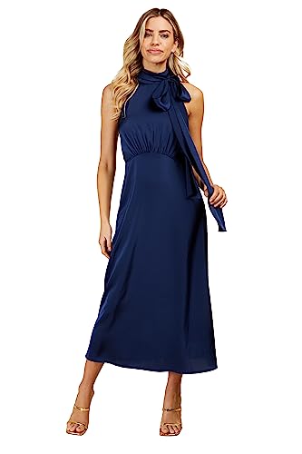 Little Mistress Damen Midaxi Satin in Marineblau Kleid für besondere Anlässe, Navy, 44 von Little Mistress