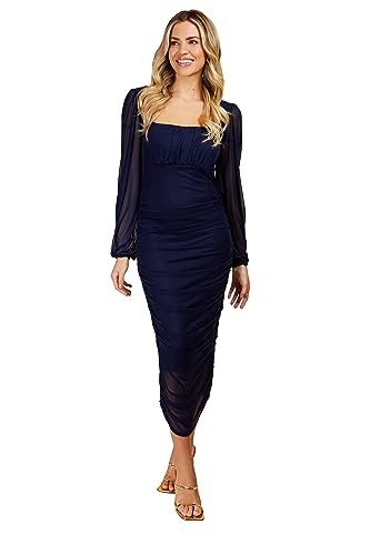 Little Mistress Damen Navy Mesh Midi Bcon Cocktailkleid, 38 von Little Mistress