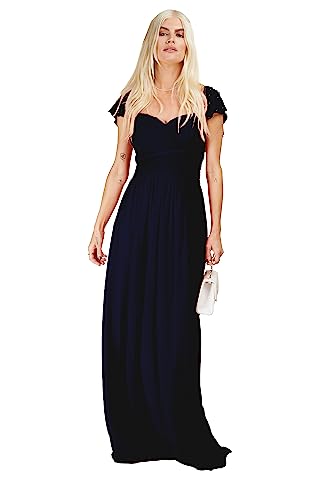 Little Mistress Damen Navy Rüschen Sl Maxi Brautjungfernkleid, 38 von Little Mistress