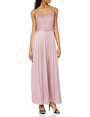 Little Mistress Damen Partykleid Blush Embroidered Satin Maxi Dress with Pleats, Rosa (Pink 001), 36 (Herstellergröße :8) von Little Mistress