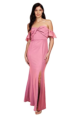 Little Mistress Damen Rose Bardot Maxi Brautjungfernkleid, Rosenquarz, 42 von Little Mistress