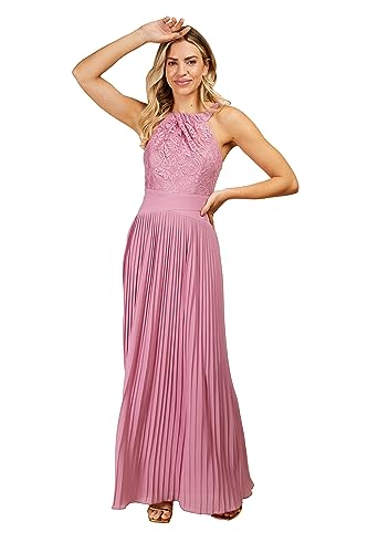 Little Mistress Damen Rose Plissee Maxi Brautjungfernkleid, Rosenquarz, 36 von Little Mistress