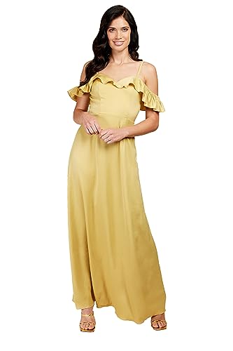 Little Mistress Damen Satin Maxi Brautjungfernkleid, Gelber Stein, 36 Little Mistress Damen Satin Maxi Brautjungfernkleid, Gelber Stein, 36 von Little Mistress