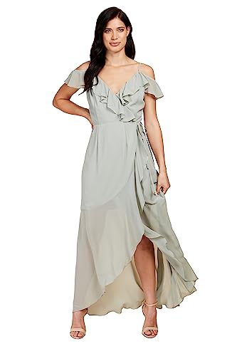 Little Mistress Damen Seerose Rüschen Maxi Brautjungfernkleid, 36 von Little Mistress