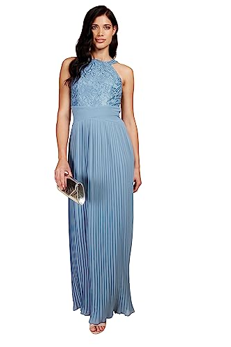 Little Mistress Damen Stahl Plissee Maxi Brautjungfernkleid, stahlblau, 40 von Little Mistress