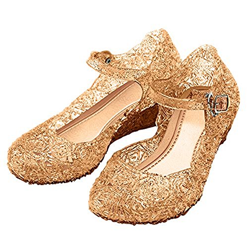 Little-Peach L-Peach Mädchen Fantasie Prinzessin Schuhe Kristall Schuhe für Bankett Tanzschuhe Cosplay- Gr. EU31/CN33 (19cm), Gold von L-Peach