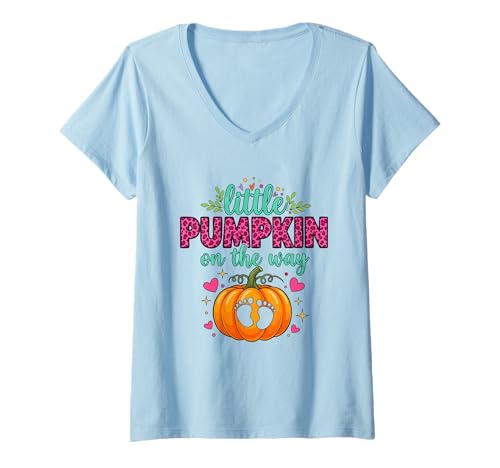 Damen Little Pumpkin On The Way Funny Pregnancy T-Shirt mit V-Ausschnitt Damen Little Pumpkin On The Way Funny Pregnancy T-Shirt mit V-Ausschnitt von Little Pumpkin On The Way Funny Ideas