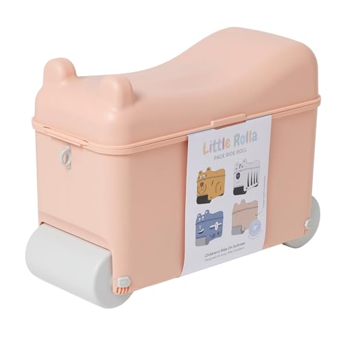 Little Rolla Kinderkoffer – Aufsitzkoffer & Handgepäck für Kinder 2–7 Jahre | 16L Ride-On Koffer mit abschließbarem Deckel, Tragegurt & Tablett – Reisekoffer zum Ziehen & Draufsitzen (Altrosa) von Little Rolla