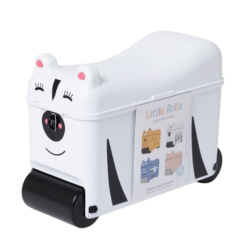 Little Rolla Kinderkoffer – Aufsitzkoffer & Handgepäck für Kinder 2–7 Jahre | 16L Ride-On Koffer mit abschließbarem Deckel, Tragegurt & Tablett – Reisekoffer zum Ziehen & Draufsitzen (Zebra) von Little Rolla
