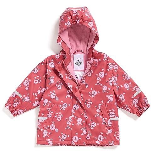 Little Tiger Regenjacke für Kinder|mit Fleece gefüttert | Öko-Tex | winddicht | wasserdicht | Kapuze | Kinder Matschjacke Matschhose für Jungen und Mädchen (110-116 (5-6 Jahre), rot-rosa) von Little Tiger