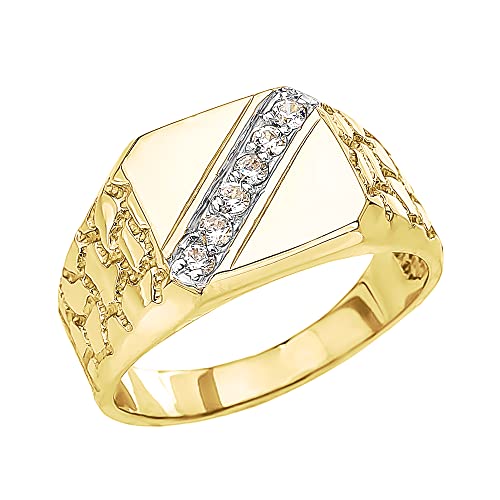Little Treasures 9 Karat Gelb Gold Diamant Siegelring Herren Nugget Ring 64 (20.4) von Little Treasures