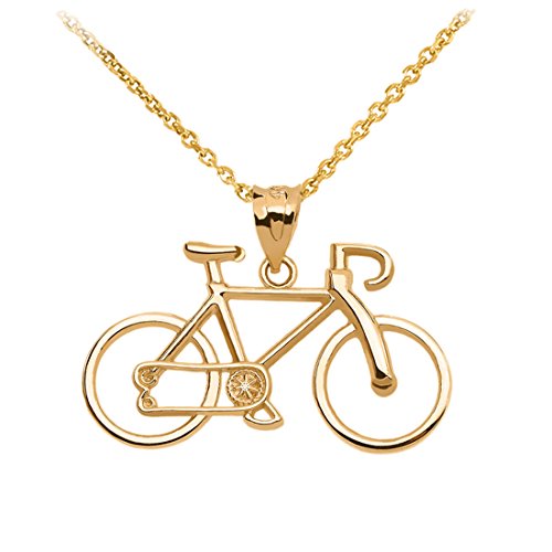 Little Treasures 9 Karat Gold Gelb Gold Fahrrad Anhänger Halskette (Verfügbare Kettenlänge 40cm - 45cm - 50cm - 55cm) 50 von Little Treasures