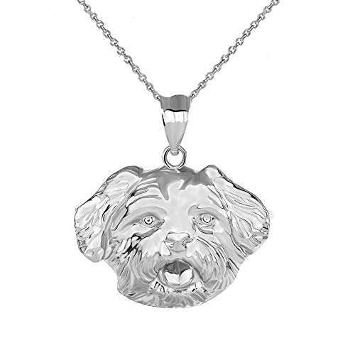 Little Treasures Maltese Hund Tier Kopf Anhänger Halskette in Sterling Silber 925 (Verfügbare Kettenlänge 40cm - 45cm - 50cm - 55cm) von Little Treasures