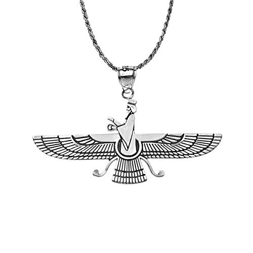 Little Treasures Oxidiert Persian Faravahar Anhänger Halskette in Sterling Silber 925 (Verfügbare Kettenlänge 40cm - 45cm - 50cm - 55cm) von Little Treasures