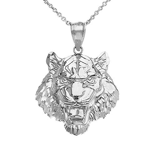 Little Treasures Roaring Tiger Anhänger Halskette in .925 Sterling Silber 925 (Large) (Verfügbare Kettenlänge 40cm - 45cm - 50cm - 55cm) von Little Treasures