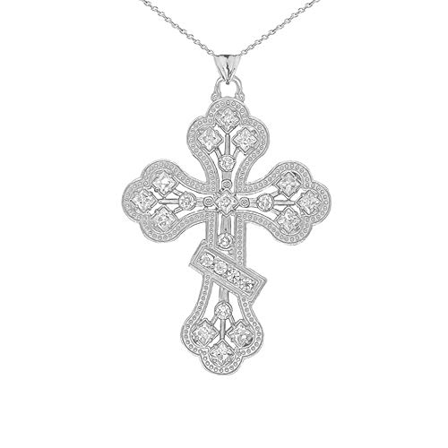 Little Treasures Russisch Orthodox Kreuz Anhänger Halskette in Sterling Silber 925 (Verfügbare Kettenlänge 40cm - 45cm - 50cm - 55cm) von Little Treasures