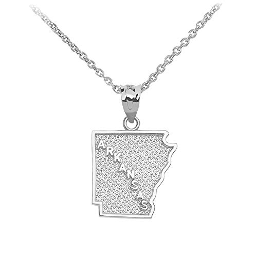 Little Treasures Sterling Silber 925 Arkansas State Karte Anhänger Halskette (Verfügbare Kettenlänge 40cm - 45cm - 50cm - 55cm) von Little Treasures