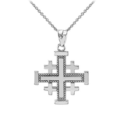 Little Treasures Sterling Silber 925 Jerusalem Kreuz Anhänger Halskette (Verfügbare Kettenlänge 40cm - 45cm - 50cm - 55cm) von Little Treasures