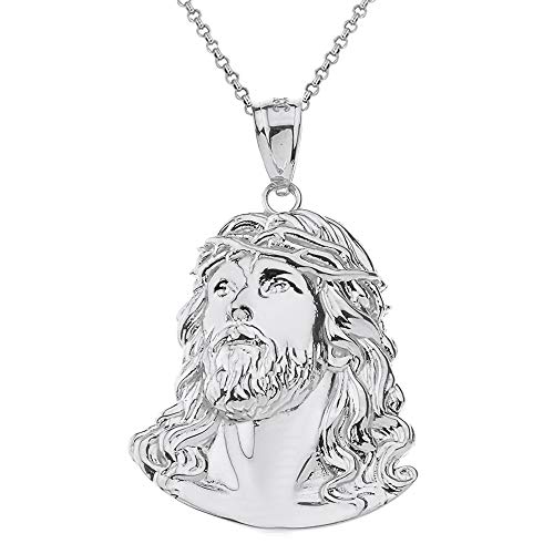 Little Treasures Sterling Silber 925 Jesus Christ Kopf Anhänger Halskette (Verfügbare Kettenlänge 40cm - 45cm - 50cm - 55cm) von Little Treasures