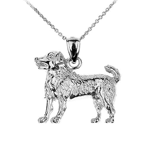 Little Treasures Sterling Silber 925 Labrador Hund Tier Retriever Hund Tier Anhänger Halskette (Verfügbare Kettenlänge 40cm - 45cm - 50cm - 55cm) von Little Treasures