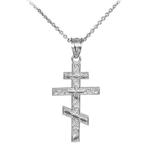 Little Treasures Sterling Silber 925 Russisch Orthodox Kreuz Anhänger Halskette (Verfügbare Kettenlänge 40cm - 45cm - 50cm - 55cm) von Little Treasures