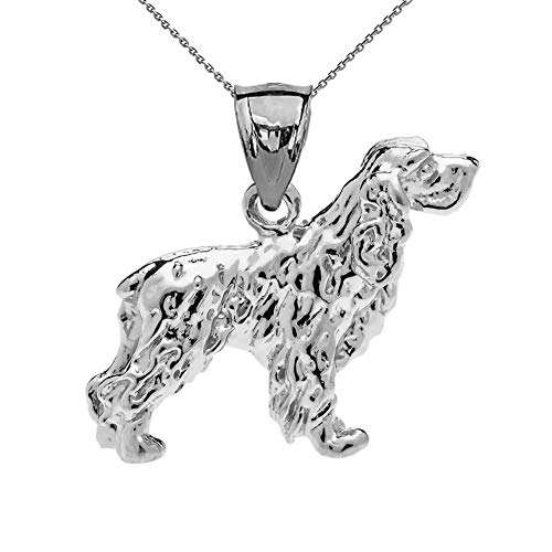 Sterling Silber 925 Cocker Spaniel Tier Hund Anhänger Halskette (verfügbare Kettenlänge 40 cm - 45 cm - 50 cm - 55 cm) 55cm von Little Treasures