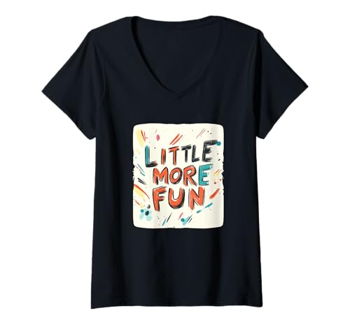 Damen Mehrfarbiges Little More Fun Rede Outfit für Jungen und Mädchen T-Shirt mit V-Ausschnitt Damen Mehrfarbiges Little More Fun Rede Outfit für Jungen und Mädchen T-Shirt mit V-Ausschnitt von Little more Fun Emblem
