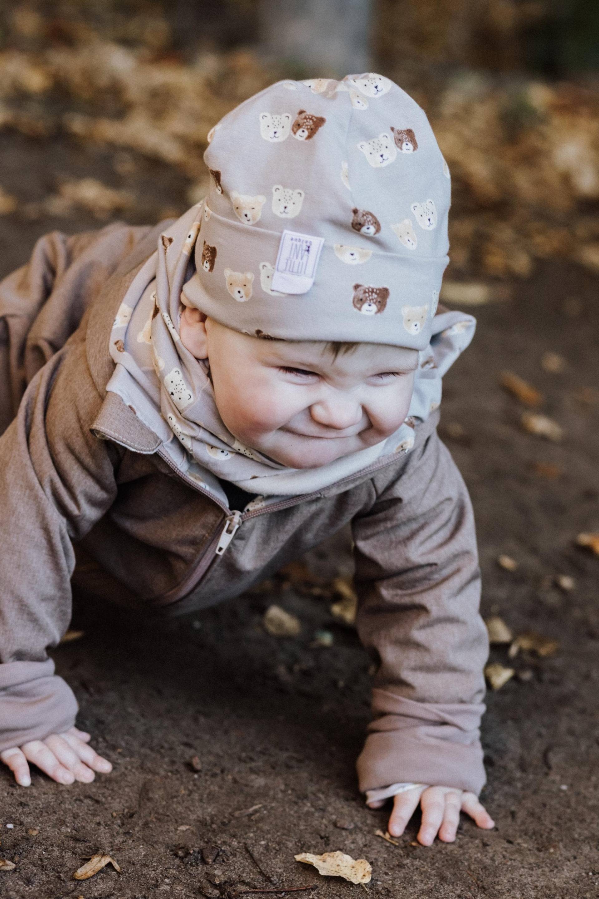 Softshell Overall in Grau Und Innen Gestreift von LittleANTunique