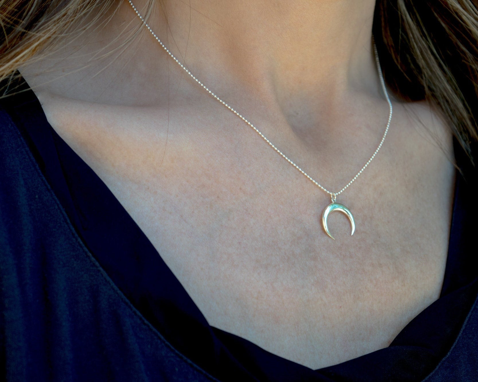 sterling Silber Halbmond Halskette Boho Schutz Amulett sterling Silber Halbmond Halskette Boho Schutz Amulett von LittleBeetleSpain