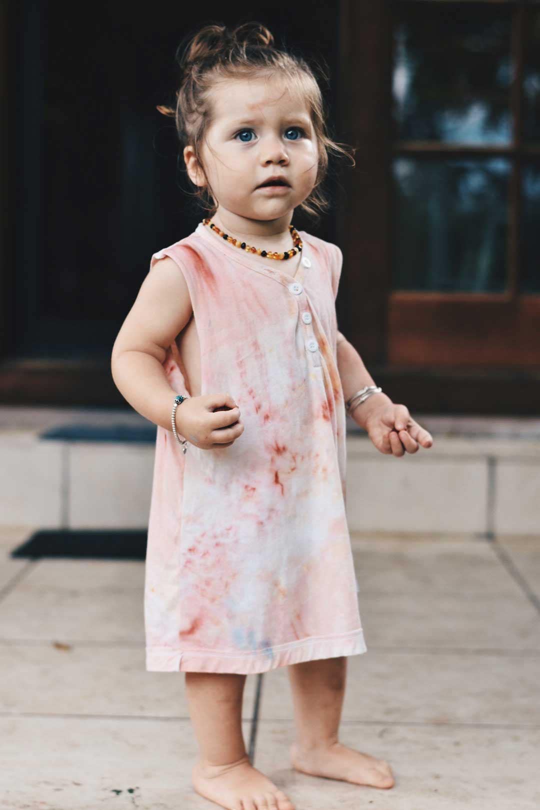 Baby-Mädchen Und Kleinkind Tiedye Sommer Singlet, Oversize-Top, Baby-Kleid, Sommerkleid, Sommer-Top, Geknöpft Top-Baby-Mädchen, Rosa Erröten Kleid von LittleBirdCollective