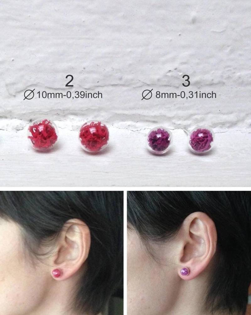 Kleine Farbige Kugelohrringe, Glaslappenohrringe, Naturohrringe von LittleBitBijoux