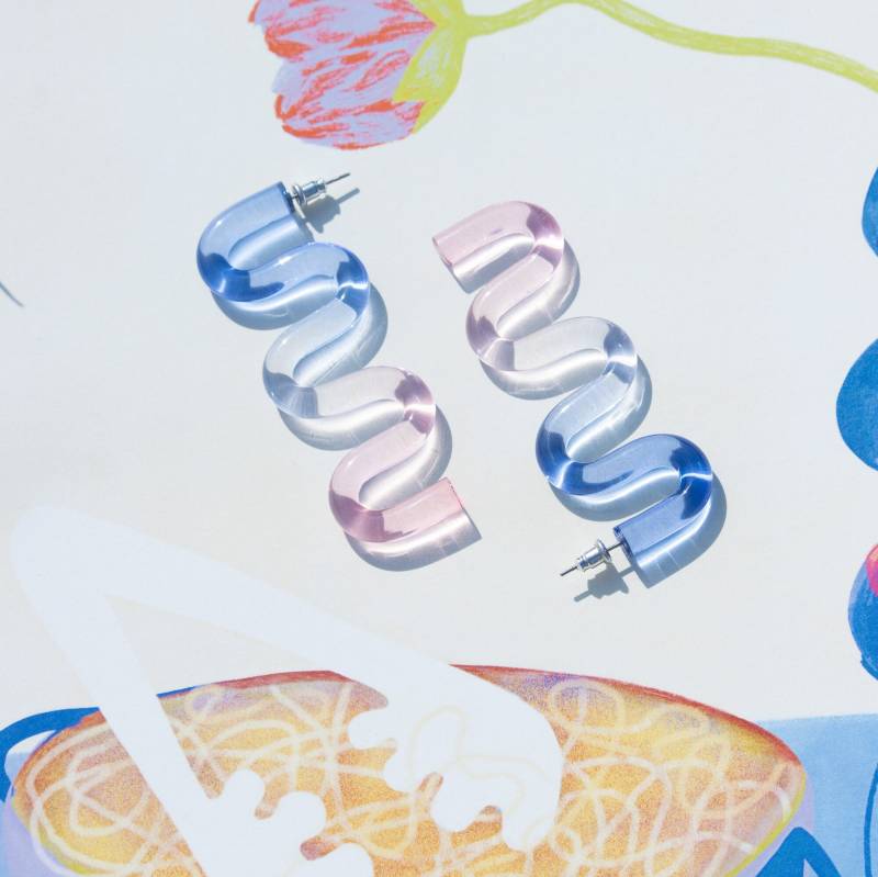 Acrylglas Harz Transparent Handgefertigte Ohrringe-[Wave]-Double Color von LittleBlueDoorByZhuo