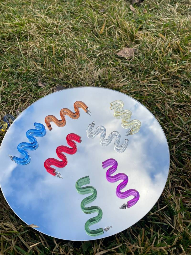 Acrylglas Harz Transparent Handgefertigte Ohrringe-[Wave] von LittleBlueDoorByZhuo