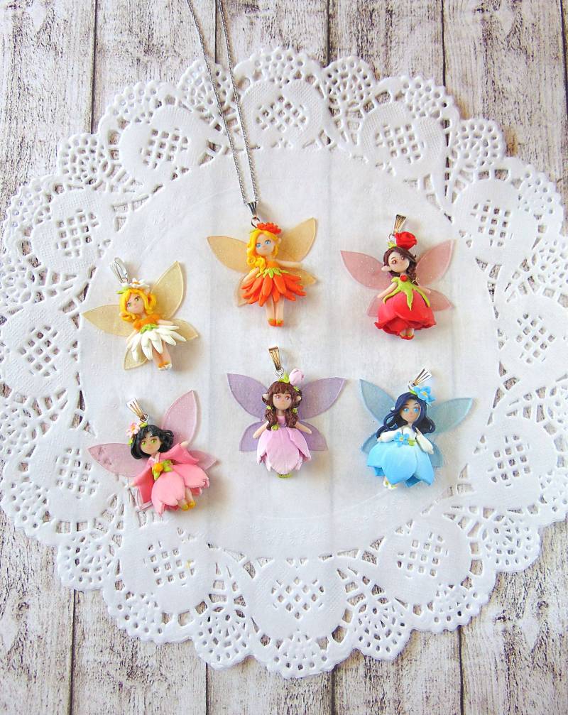 Blumen Feen Halskette - Fimo Schmuck von LittleBreezesCrafts