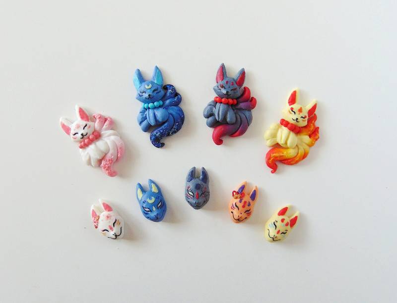Kitsune Masken Neunschwänziger Fuchs Ohrstecker - Fimo Ohrringe Kitsune Masken Neunschwänziger Fuchs Ohrstecker - Fimo Ohrringe von LittleBreezesCrafts