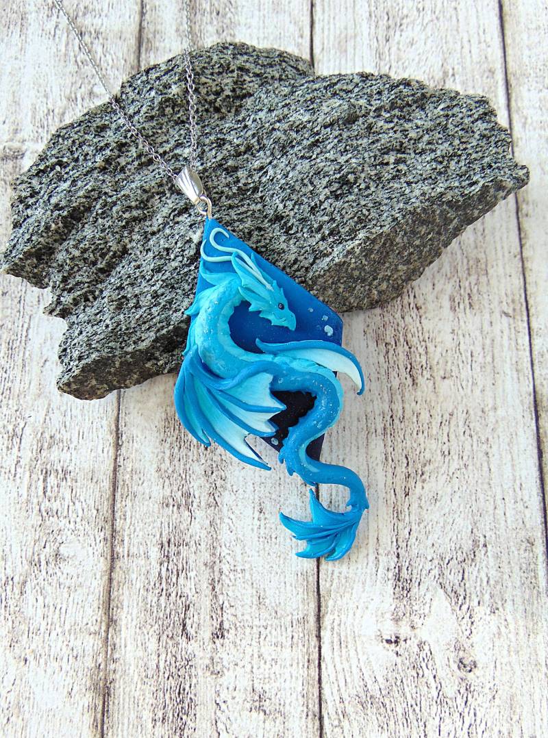 Leviathan Drachen Halskette - Fimo Fantasy Schmuck Einzigartiger von LittleBreezesCrafts