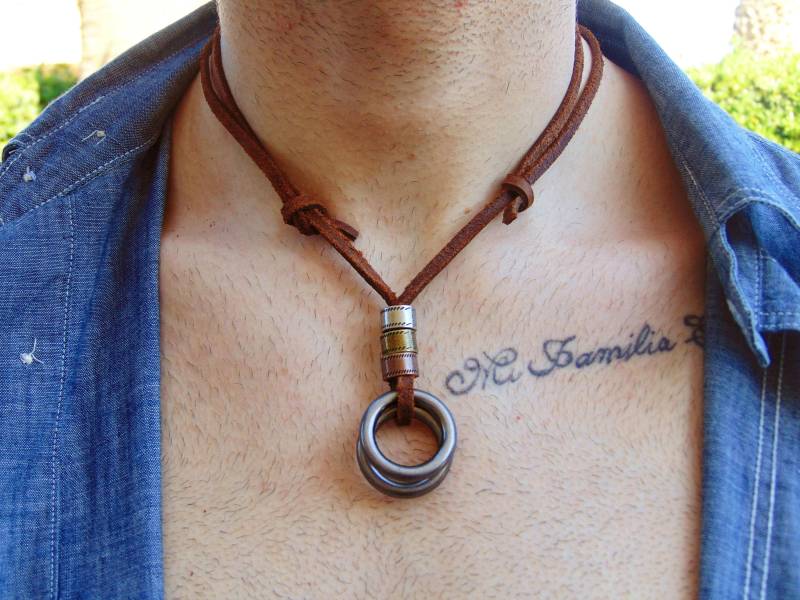 Herren Kunstleder Ring Halskette Verstellbar Layering Surfer Stil von LittleBuddhaByK