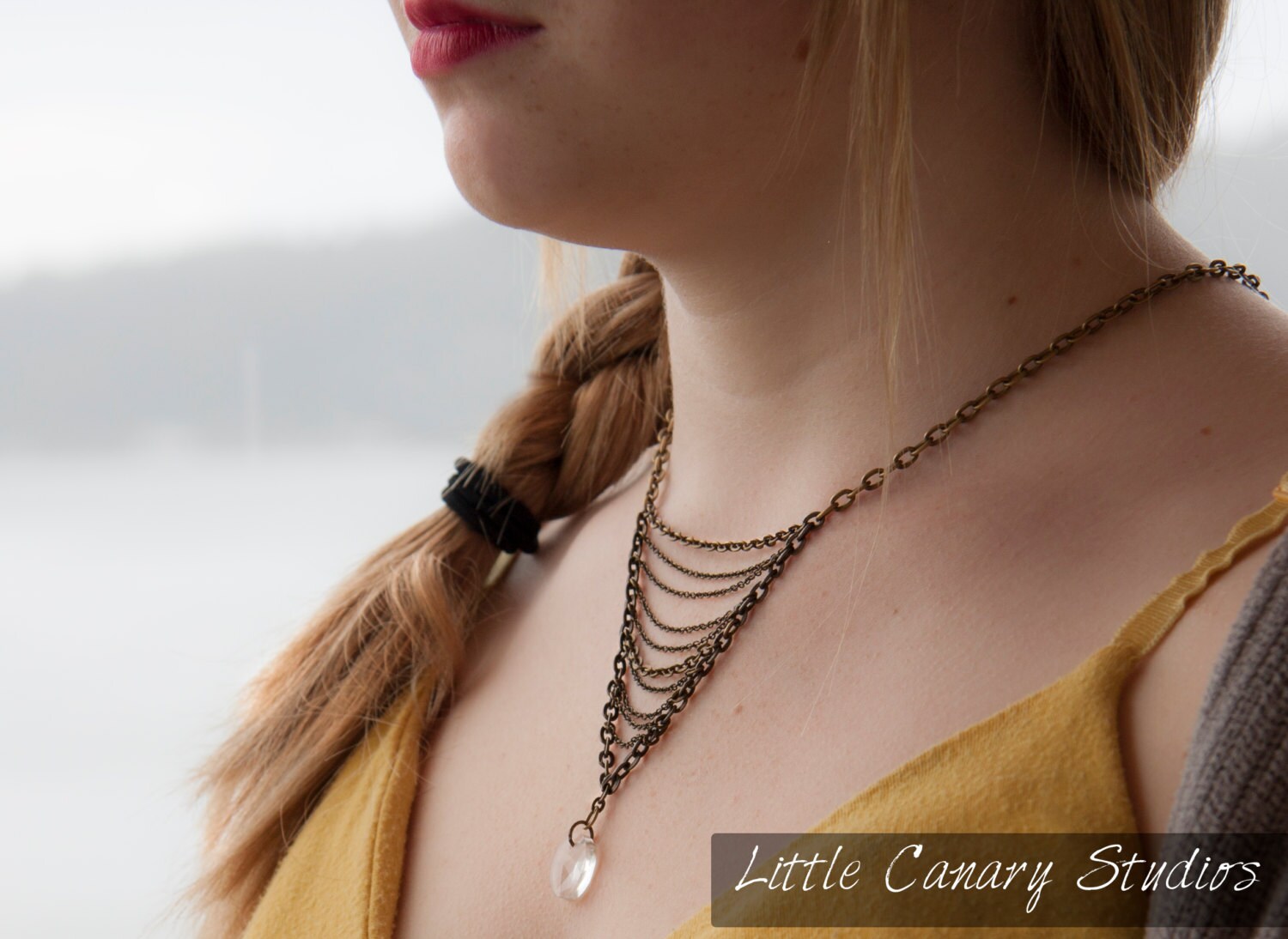 Kette Halskette Mit Quarz Kristallperle von LittleCanaryStudios