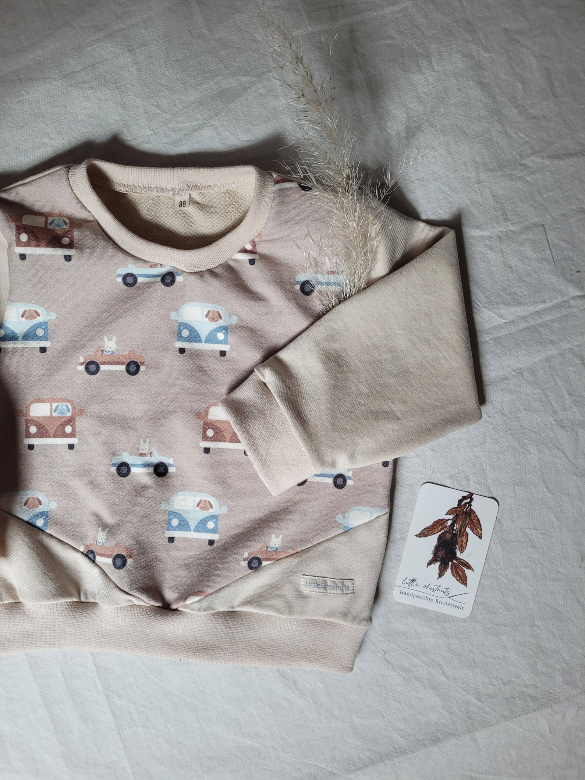 Sweater/Pullover Mit Bündchen Aus French Terry | Bio-Baumwolle Babys & Kinder Gr. 56 - 134 Beige Autos Weitere Farben Auf Anfrage von LittleChestnuts