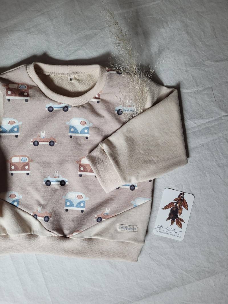 Sweater/Pullover Mit Bündchen Aus French Terry | Bio-Baumwolle Babys & Kinder Gr. 56 - 134 Beige Autos Weitere Farben Auf Anfrage von LittleChestnuts
