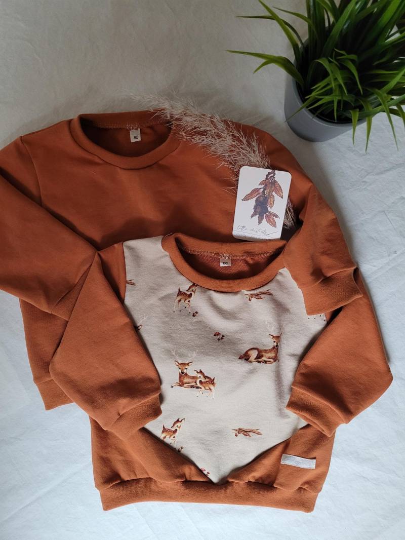 Sweater/Pullover Mit Bündchen Aus French Terry | Bio-Baumwolle Babys & Kinder Gr. 56 - 134 Terrakotta Rehen Mehr Farben Auf Anfrage von LittleChestnuts