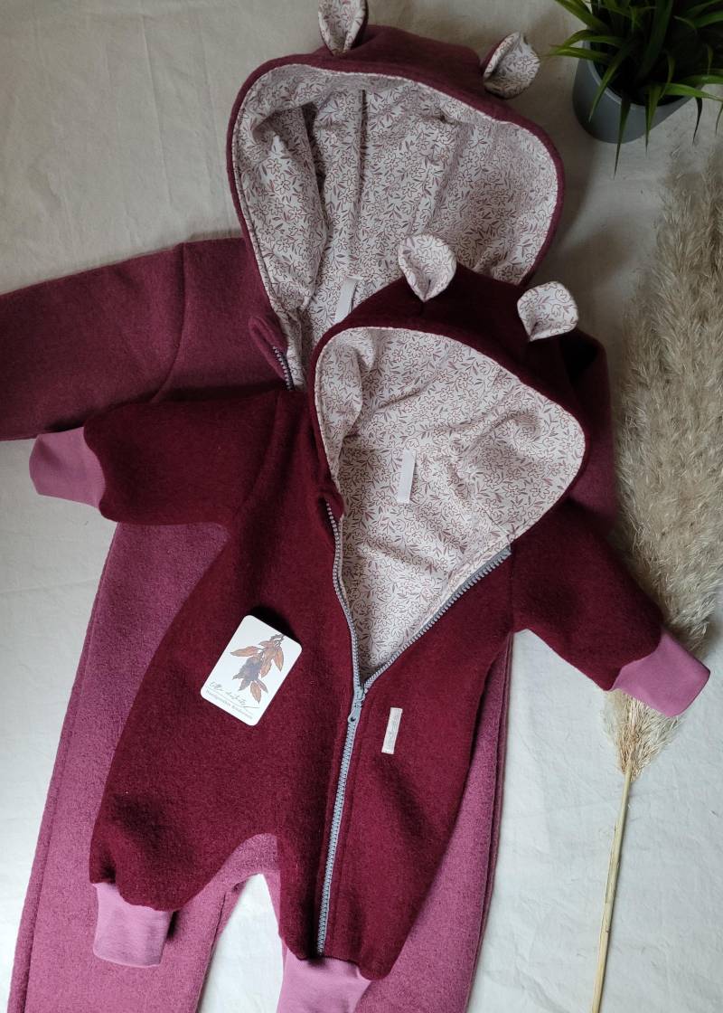 Walkanzug Teddyanzug Wollwalk Overall Für Babys/Kinder Altrosa - Größen 44 98 100% Wolle Gefüttert Mit Bio-Baumwolljersey von LittleChestnuts